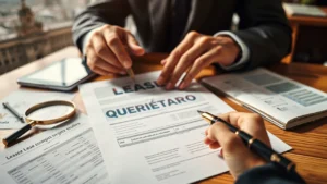 Infografía con las 5 etapas del estudio socioeconómico para rentar en Querétaro: documentación, verificación, visita, análisis y contratación